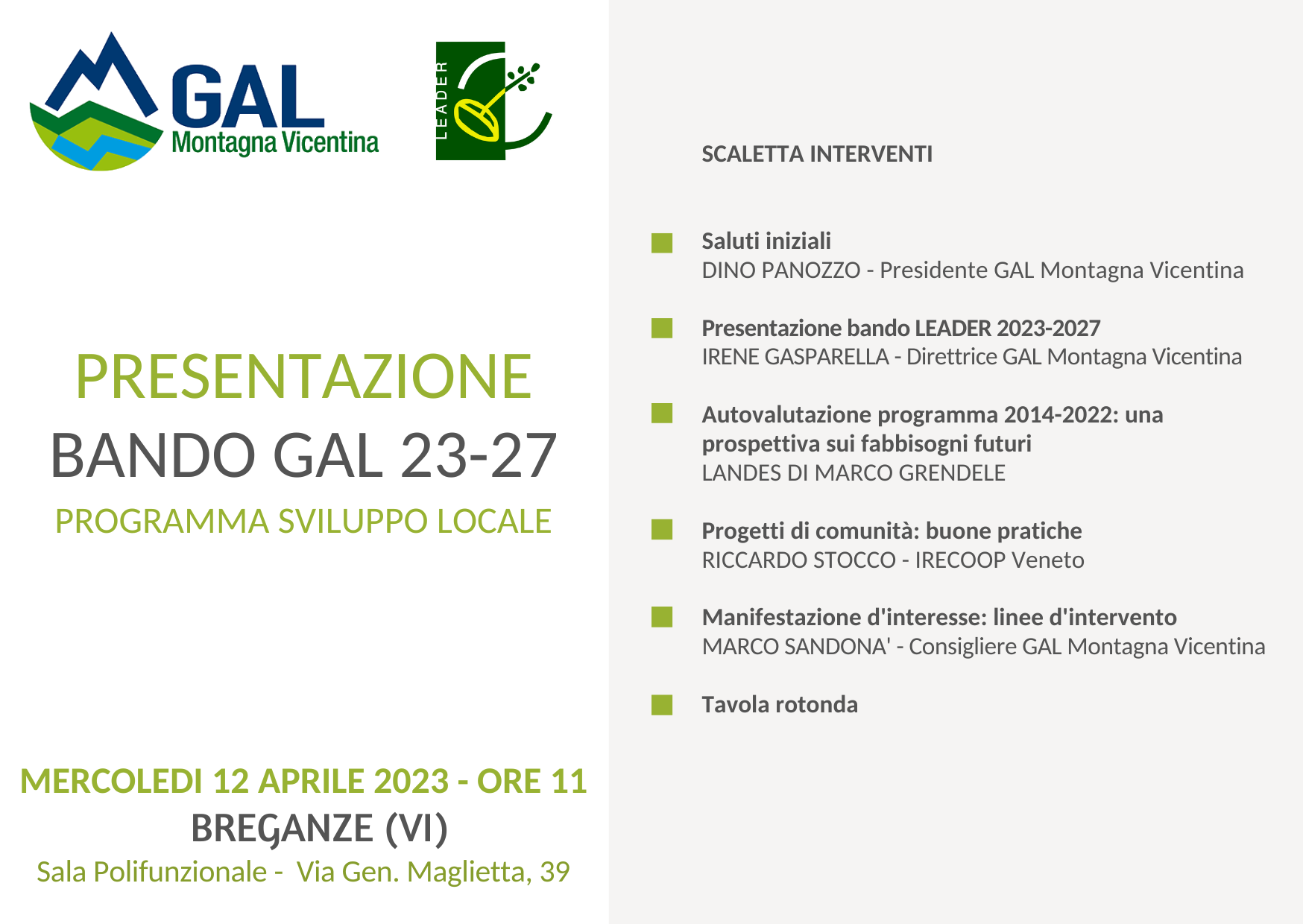 Incontro presentazione bando GAL